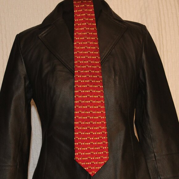 PINEDA COVALIN Cacao 100% Silk Necktie MEXICO Luxury MEXICANO crimson browns XL - Picture 1 of 4